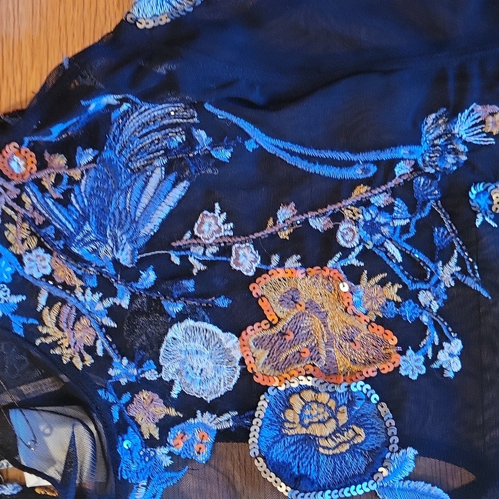 Free People Black Floral Embroidered Midi Dress - Picture 15 of 16